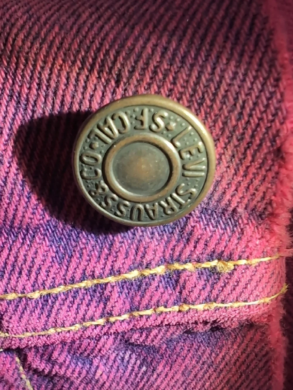 Levi's Men's Wine/Purple Denim Jacket - Casual Button-Up Trucker Style Large - Picture 2 of 5